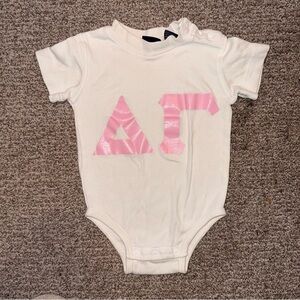 Vintage Baby White One Piece Alpha Gamma Delta Greek Letters Honors 100% Cotton